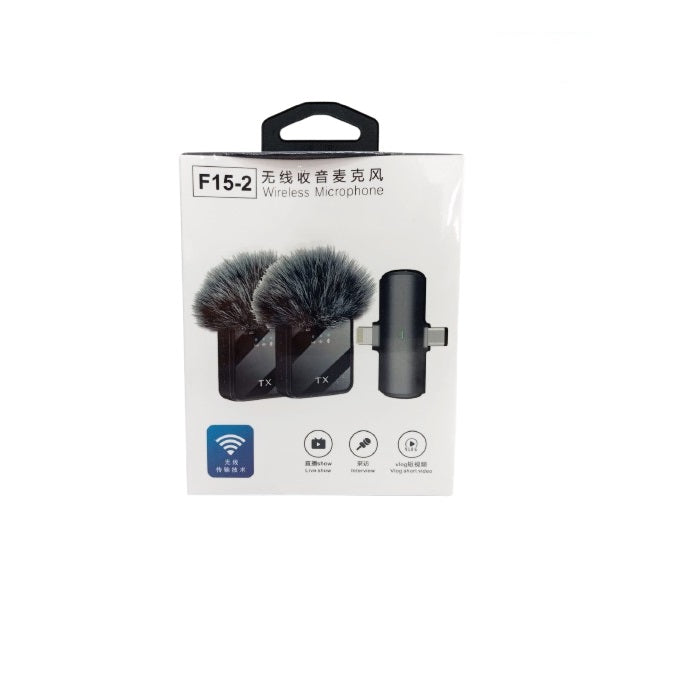Microphone 2 en 1 sans fil Lavalier F15 Type-c + Iphone +