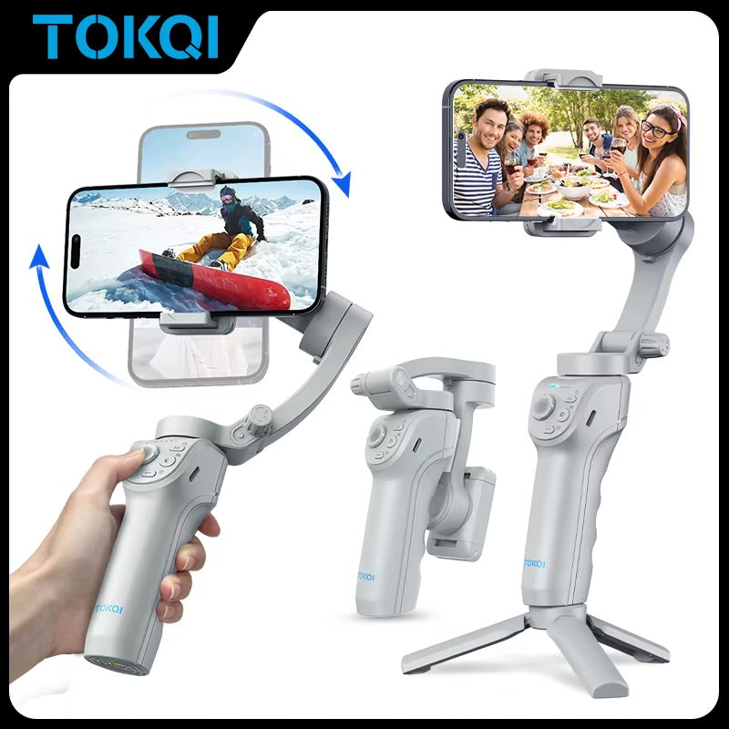 TOKQI M01 Stabilisateur de téléphone à cardan portable avec lumière de remplissage pour Smartphone et iphone