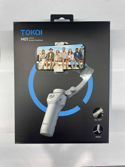 TOKQI M01 Stabilisateur de téléphone à cardan portable avec lumière de remplissage pour Smartphone et iphone