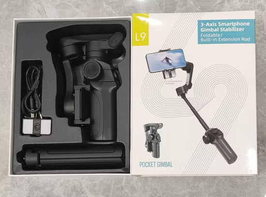 L9, stabilisateur de cardan pour smartphone, tige d'extension et trépied intégrés, stabilisateur de support pour iPhone, portable et pliable, cardan de suivi visage/objet pour Android et