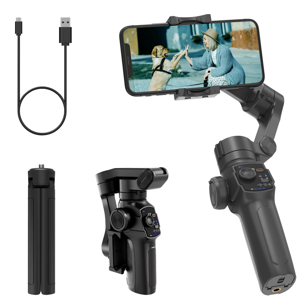 L9, stabilisateur de cardan pour smartphone, tige d'extension et trépied intégrés, stabilisateur de support pour iPhone, portable et pliable, cardan de suivi visage/objet pour Android et