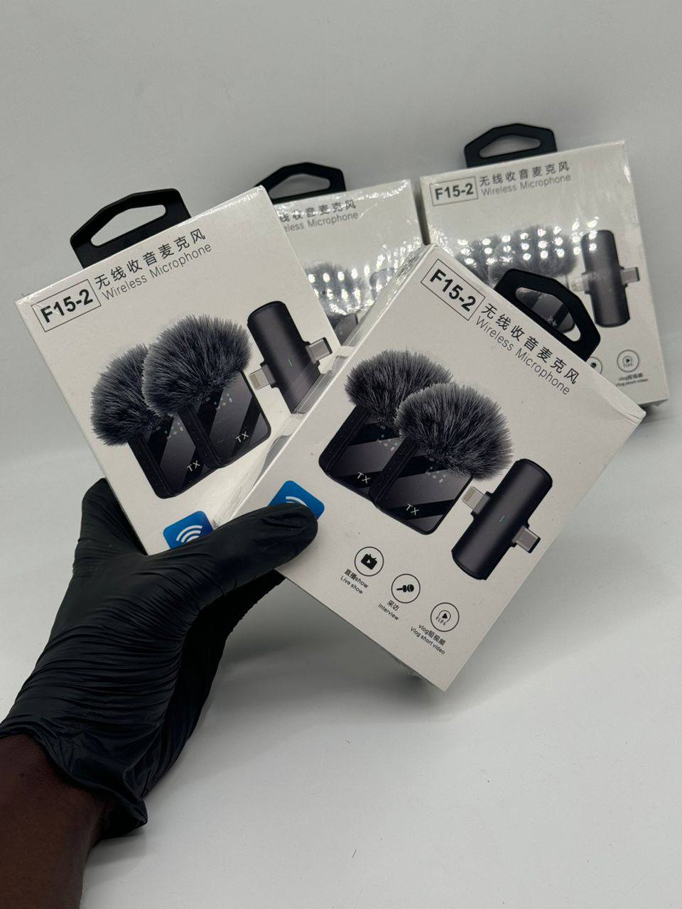 Microphone 2 en 1 sans fil Lavalier F15 Type-c + Iphone +