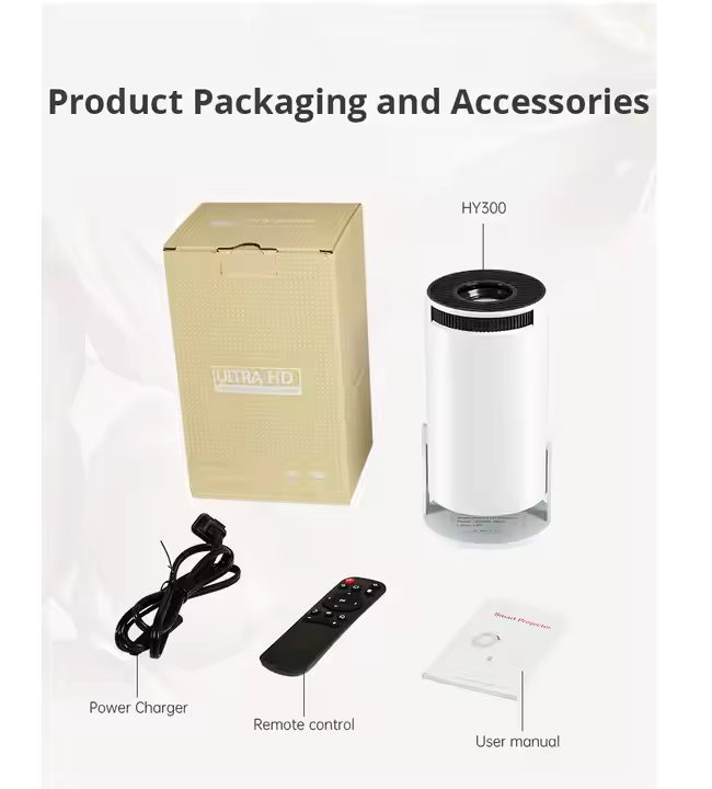 Projecteur HY300 Plus 210ANSI 720P Support 4K Mini projecteur domestique Android 11
