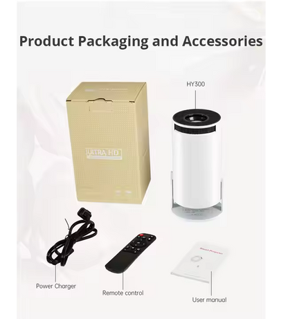 Projecteur HY300 Plus 210ANSI 720P Support 4K Mini projecteur domestique Android 11