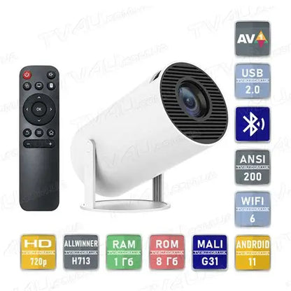 Projecteur HY300 Plus 210ANSI 720P Support 4K Mini projecteur domestique Android 11