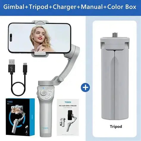 TOKQI M01 Stabilisateur de téléphone à cardan portable avec lumière de remplissage pour Smartphone et iphone