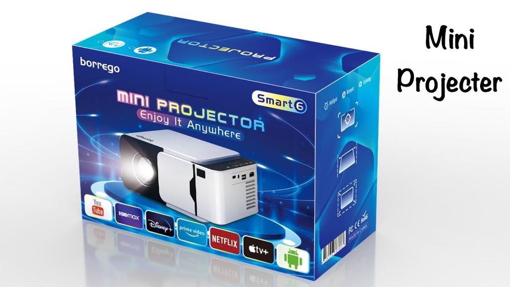 Borrego Smart 6 est un mini-projecteur compact et portable offrant une résolution Full HD 1080p